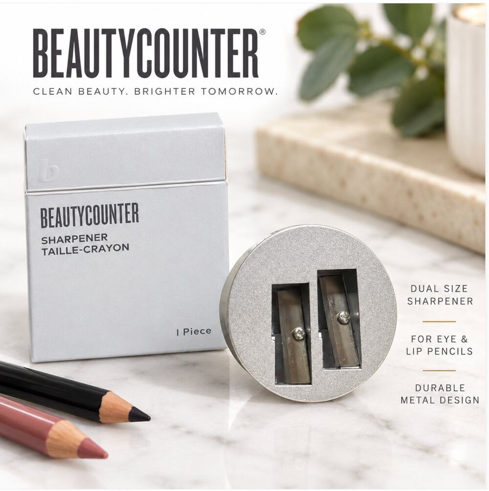 Beautycounter Metal Dual Pencil Sharpener NIB Discontinued Clean Beauty Tool